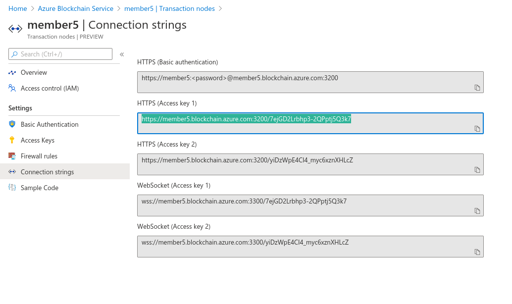 Example connection string